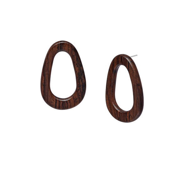 Rosewood and silver Open oval earring 