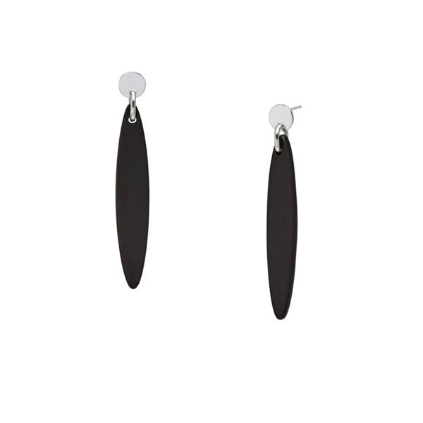 Branch Jewellery - Black wood and silver Foli drop earring