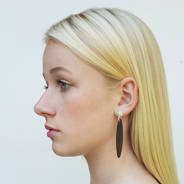 Branch Jewellery - Rosewood and silver Foli drop earring
