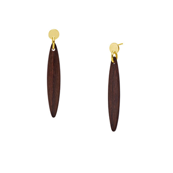 Branch Jewellery - Rosewood and gold plate Foli drop earring
