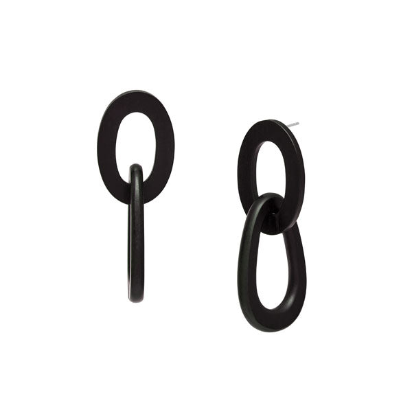 Oval Link Earring - Black wood