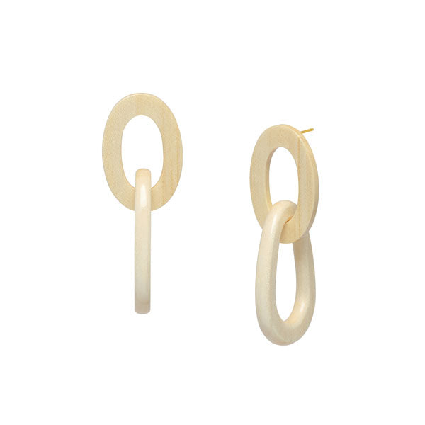 Oval Link Earring - White wood