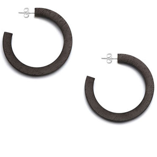 Black Wood classic Hoop Earrings