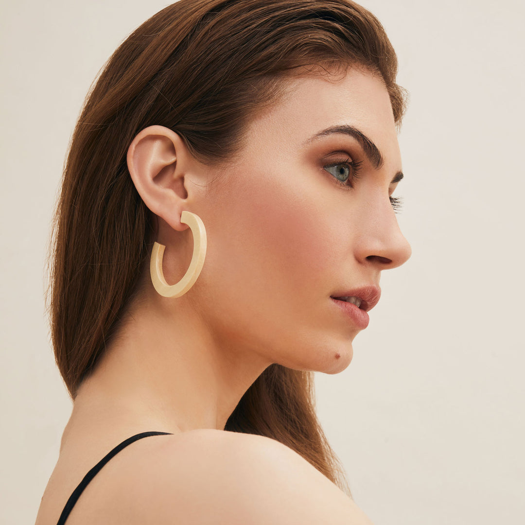 Black Wood classic Hoop Earrings