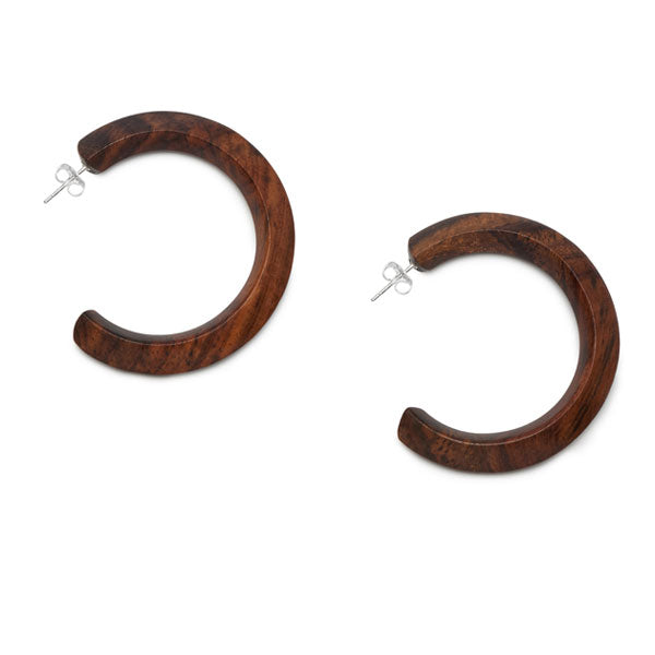 Rosewood shaped hoop earring