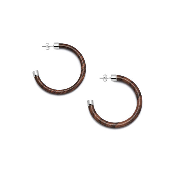 Branch Jewellery - Rosewood and silver hoop earrings