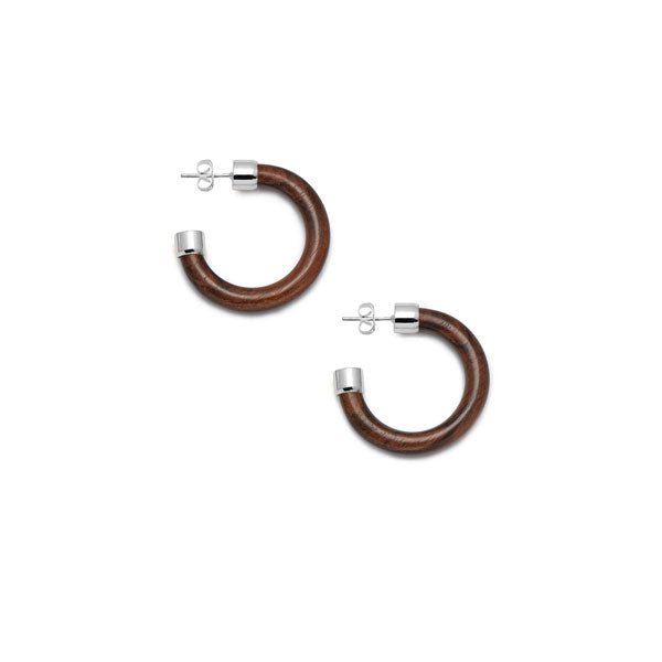 Branch Jewellery - Small Rosewood and silver hoop earrings