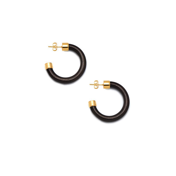 Branch Jewellery - Small Black wood and gold hoop earrings