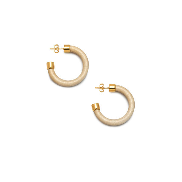 Branch Jewellery - Small White wood and gold hoop earrings