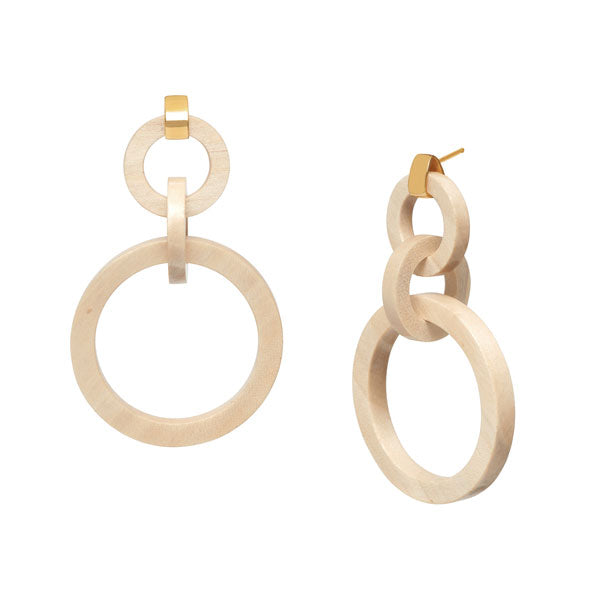 Branch Jewellery - White wood and gold round link earrings