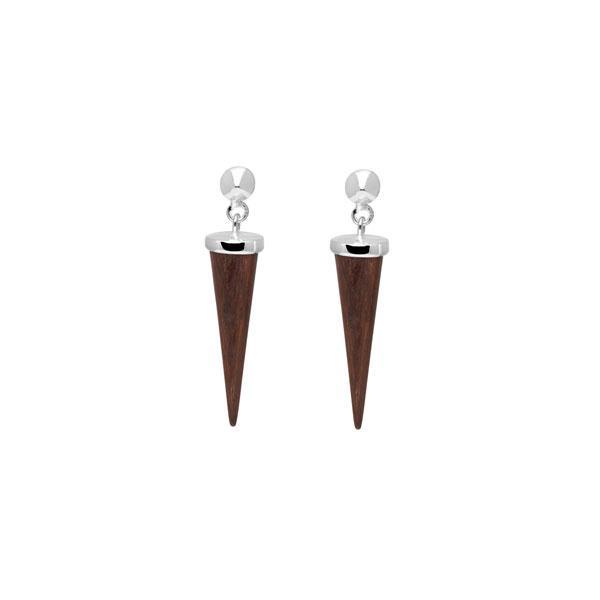 Rosewood and silver round spike earring