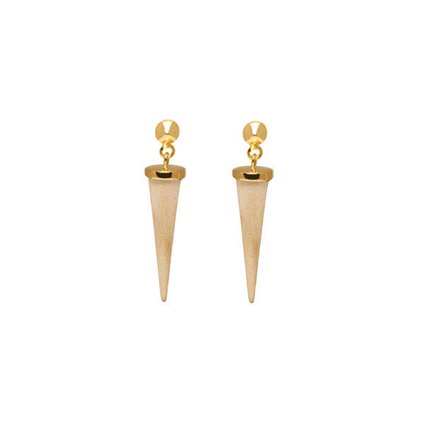 White wood and gold round spike earring