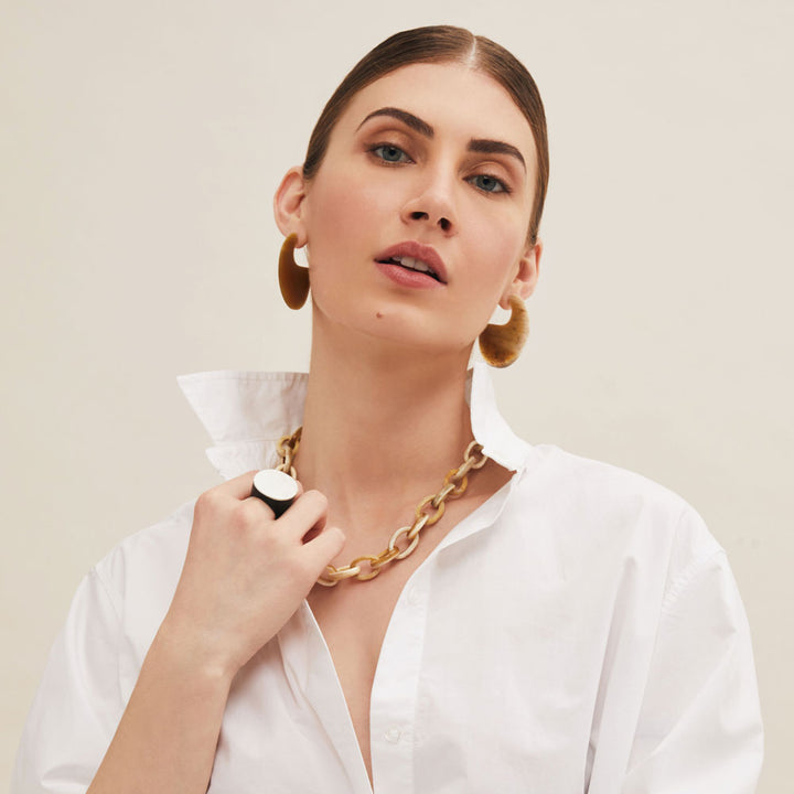 branch jewellery - White natural round horn statement jewellery