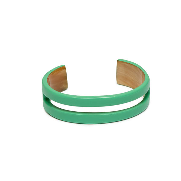 Branch Jewellery - Mint green cut out horn cuff