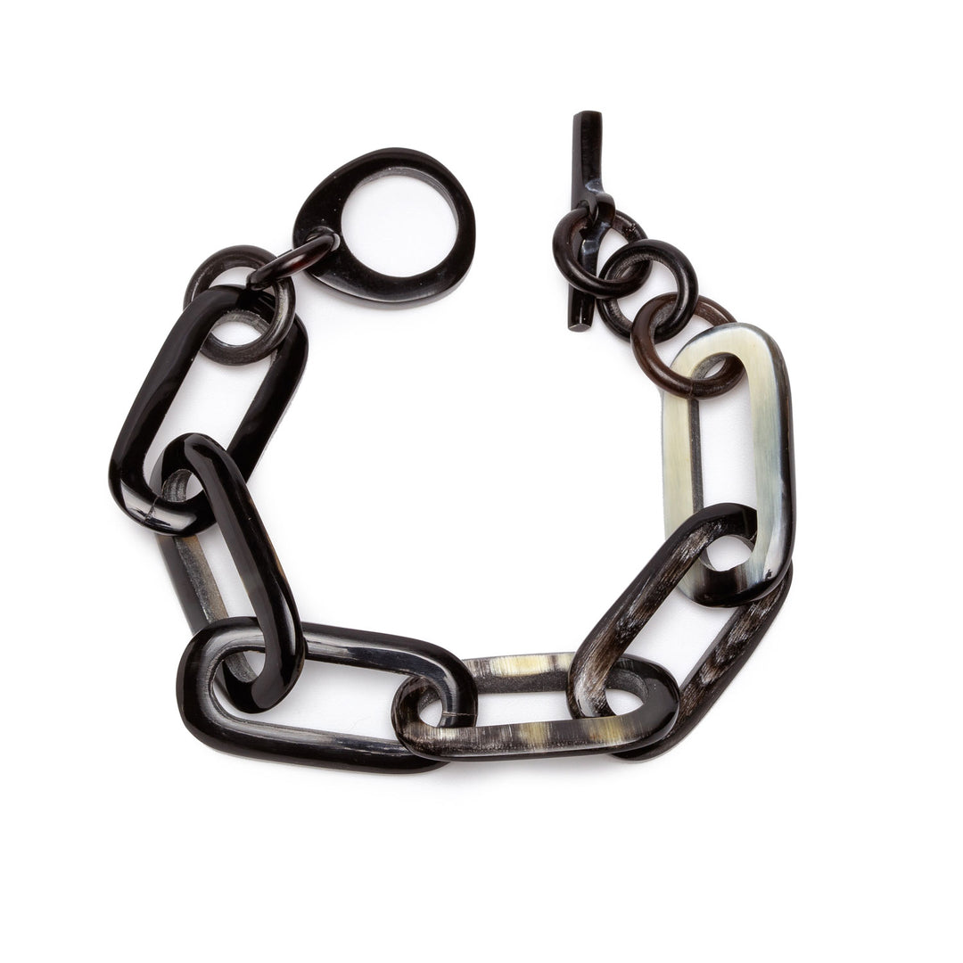 Black Natural Rectangle link horn bracelet