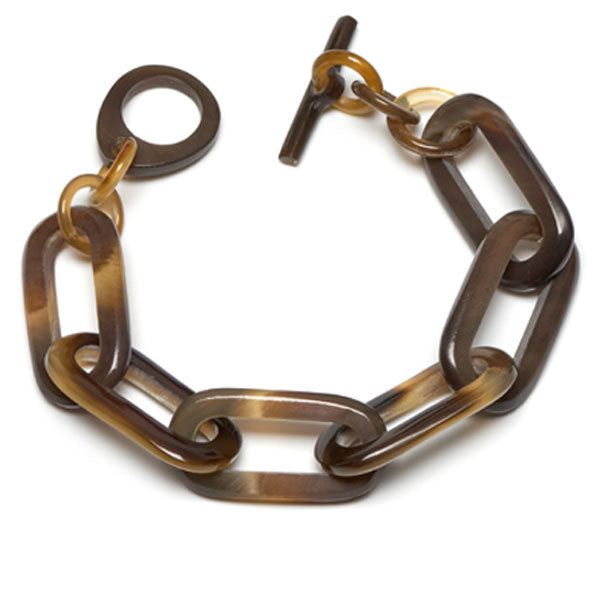 Branch Jewellery - Brown natural horn rectangular link bracelet