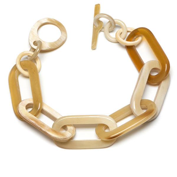Branch Jewellery - White natural horn rectangular link bracelet