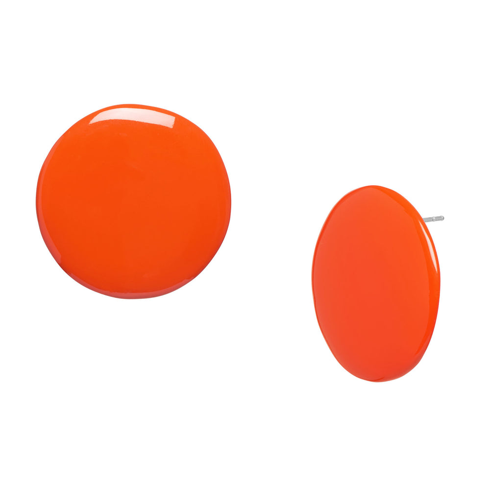 Branch Jewellery - Orange Lacquered horn round stud earring.