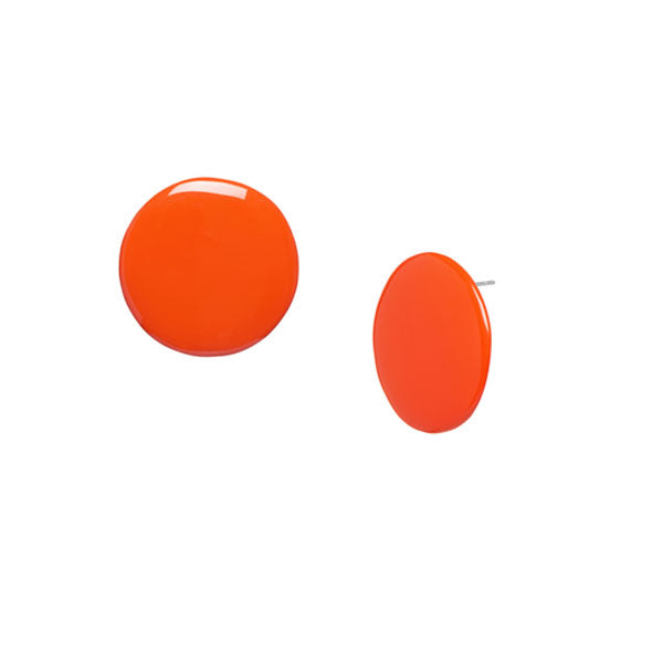 Branch Jewellery - Orange Lacquered horn round stud earring.