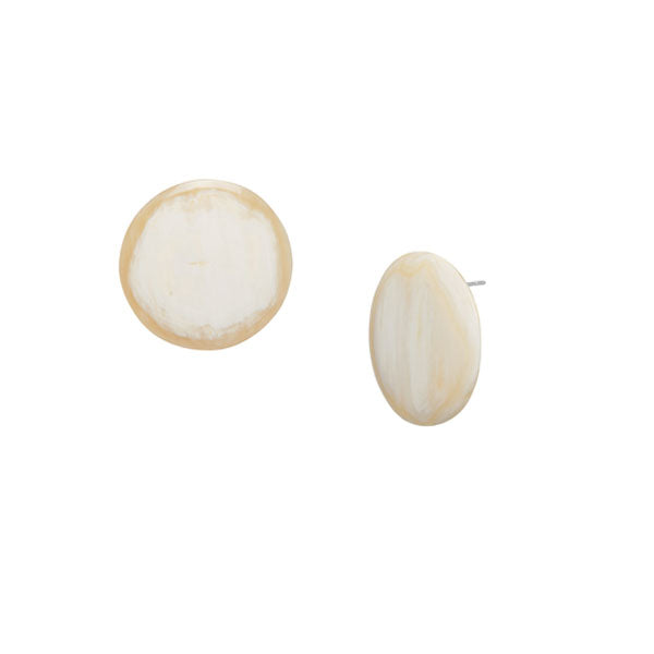 Branch Jewellery - White Natural horn round stud earring