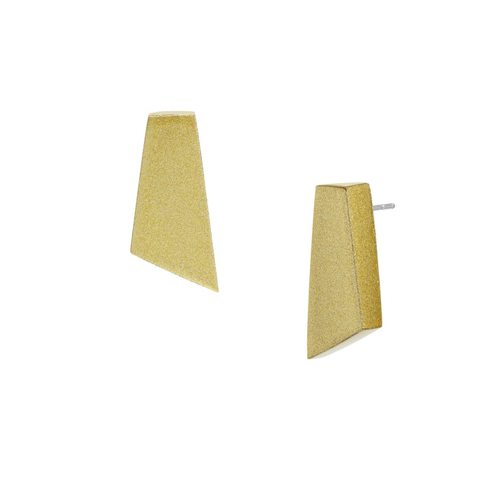 Gold shaped horn stud earring