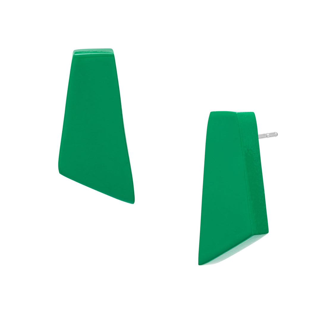Branch Jewellery - Emerald green lacquered horn shaped stud earring