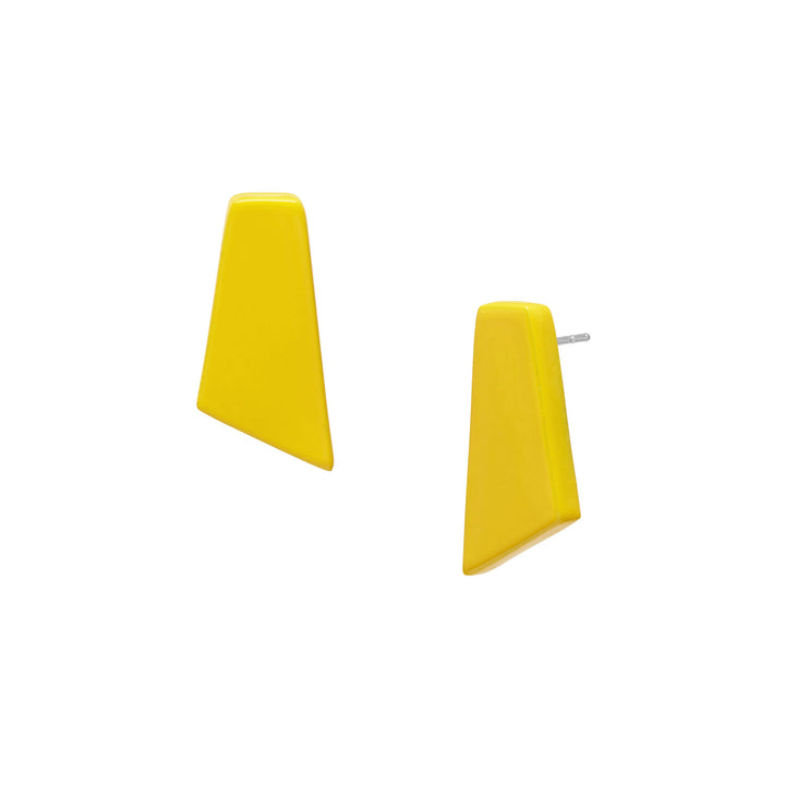 Yellow shaped horn stud earring