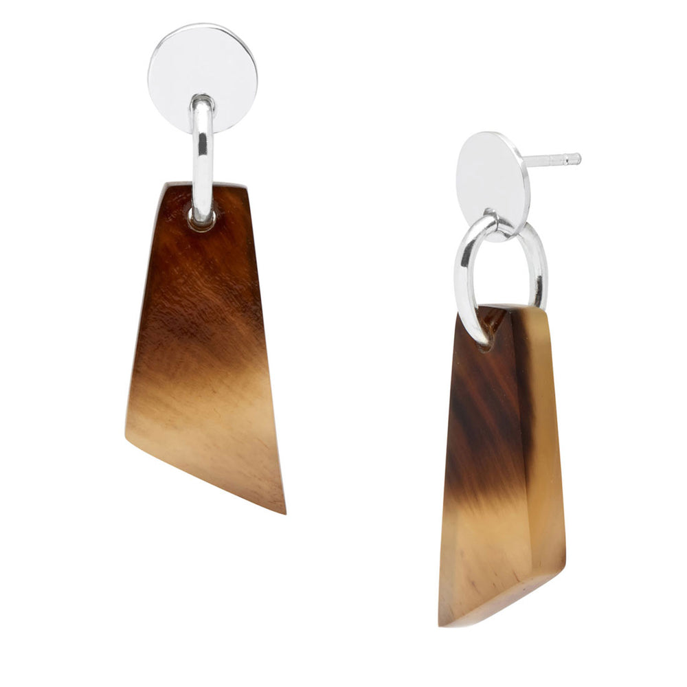 Branch Jewellery -Brown and silver natural horn drop earring