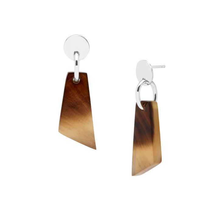 Branch Jewellery -Brown and silver natural horn drop earring