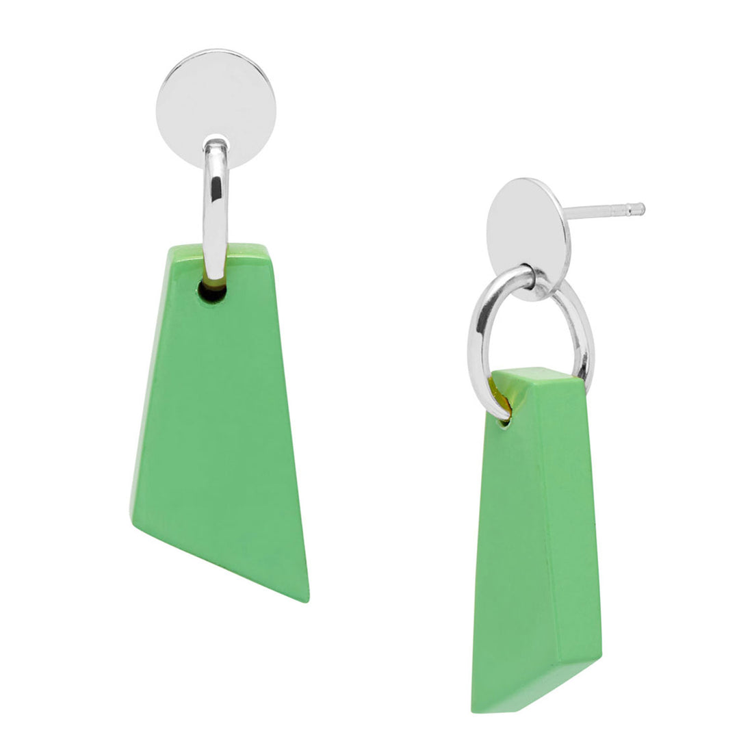 Branch Jewellery -Mint green and silver lacquered horn drop earring