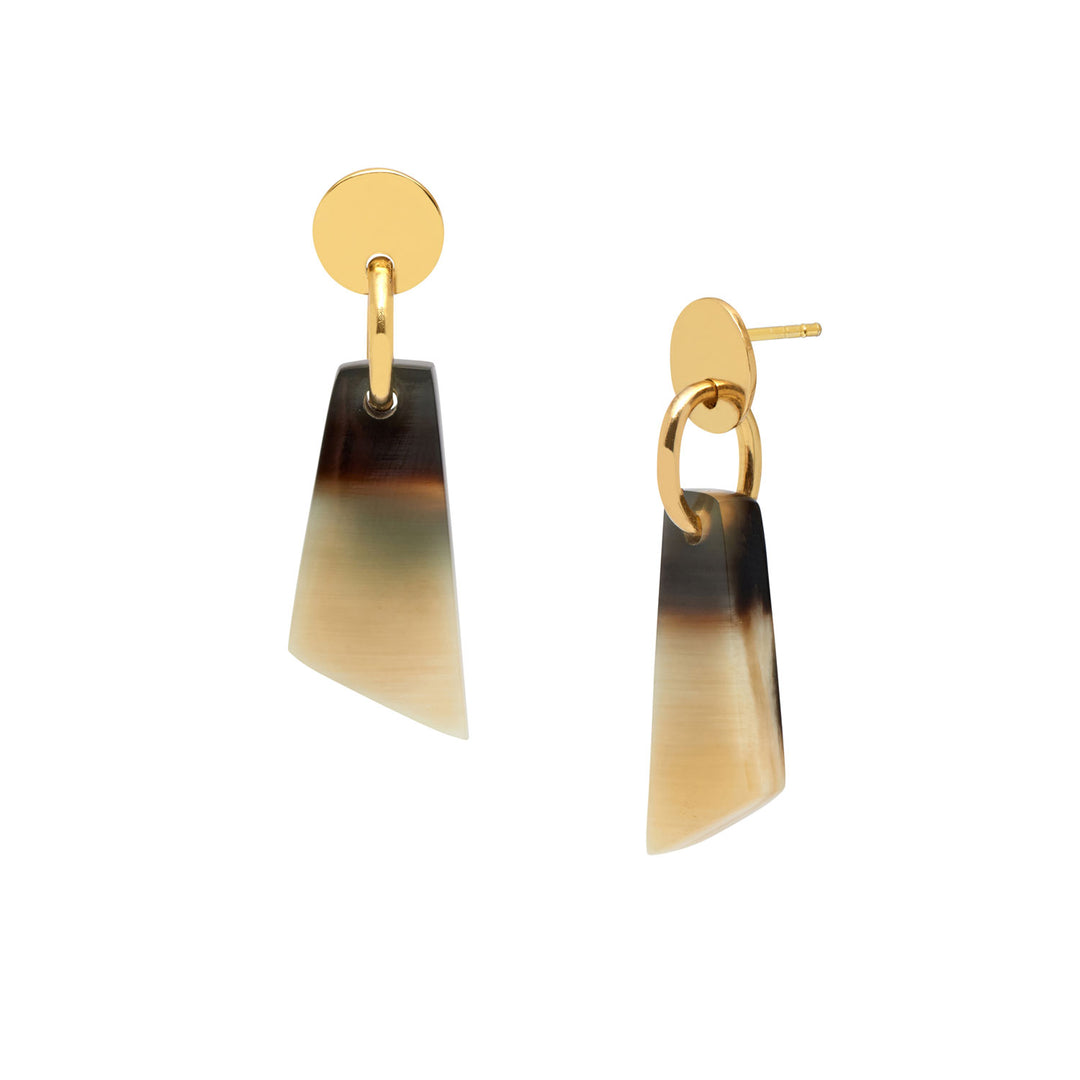 Branch Jewellery -black natural and gold natural horn drop earring