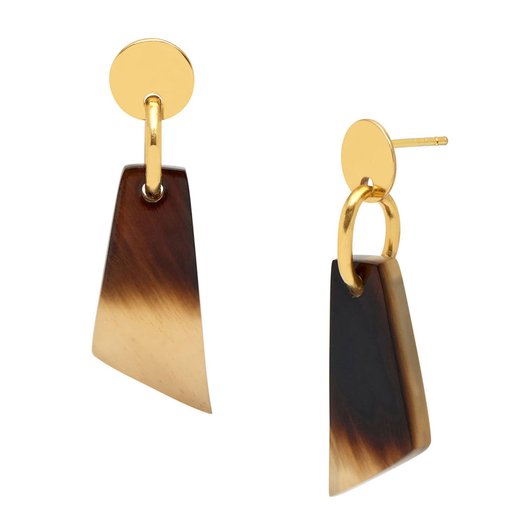 Branch Jewellery -Brown and gold natural horn drop earring