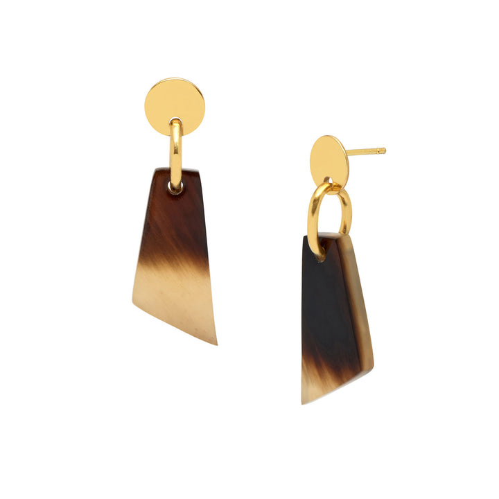 Branch Jewellery -Brown  and gold natural horn drop earring