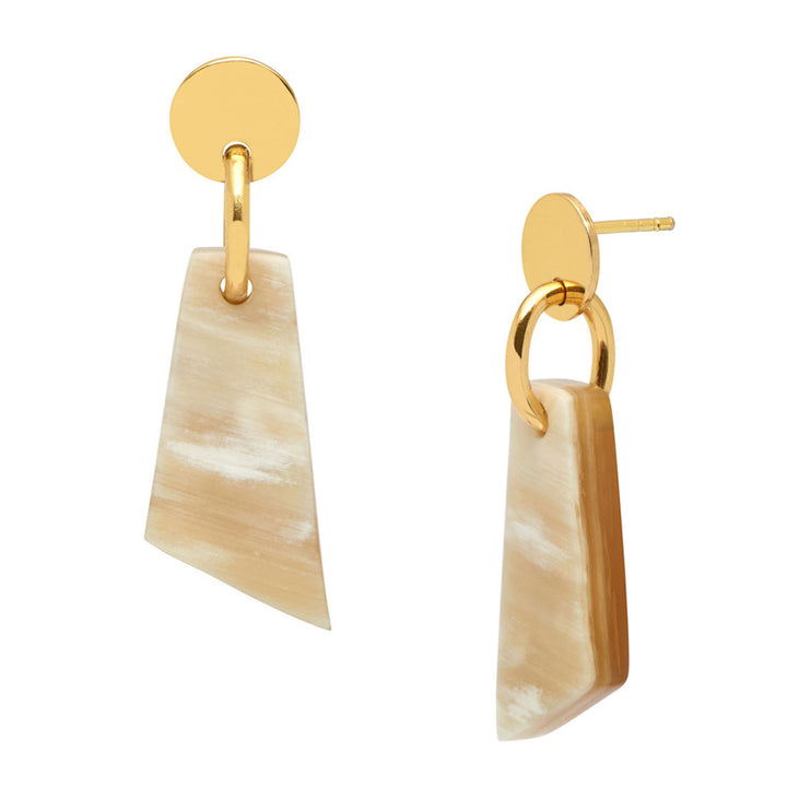 Branch Jewellery - White and gold natural horn drop earring