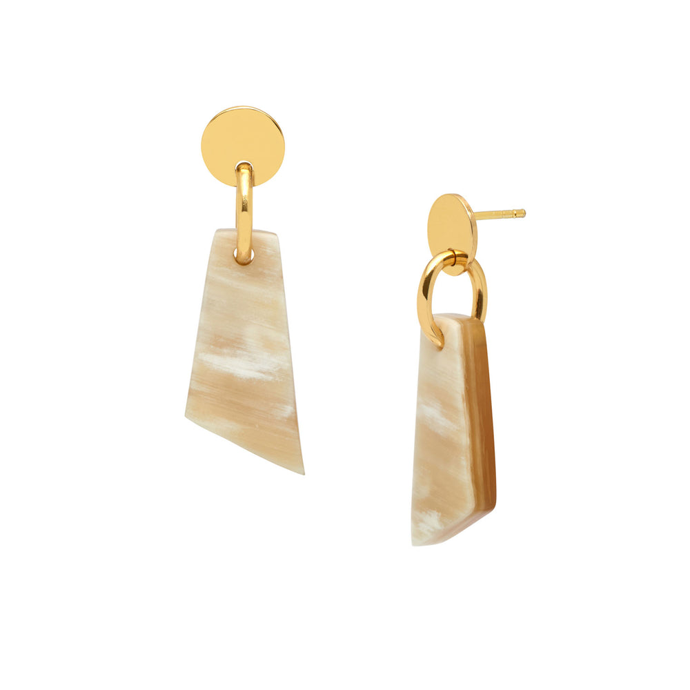 Branch Jewellery - White and gold natural horn drop earring
