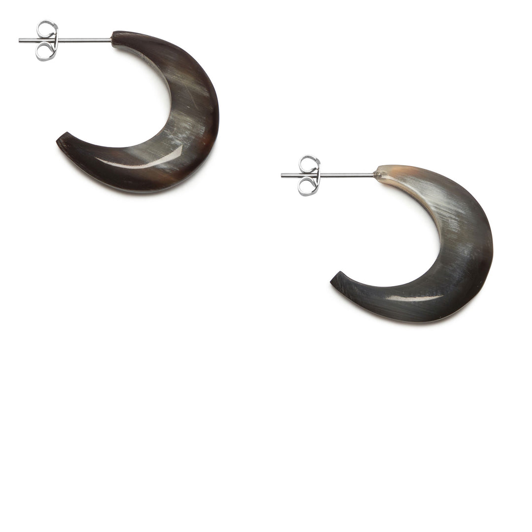 Branch Jewellery - Small black natural horn hoop earrings