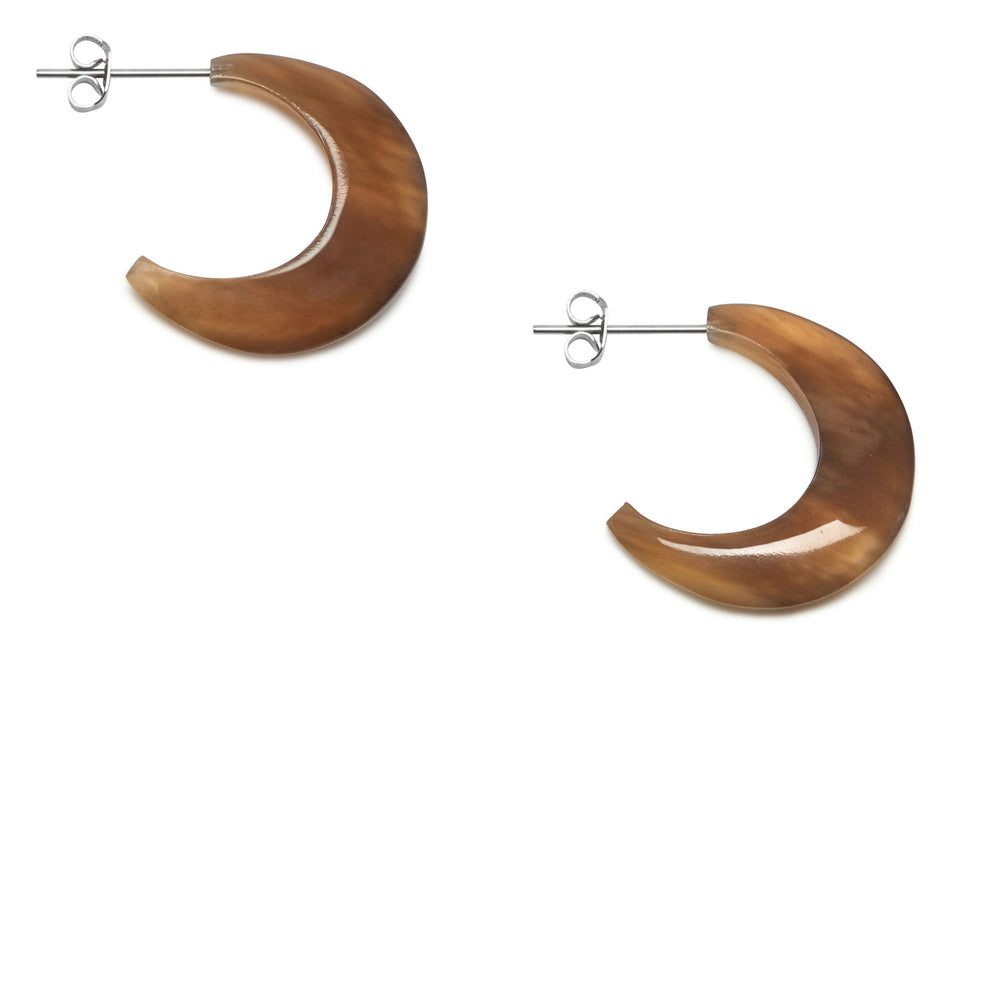 Branch Jewellery - Small brown natural horn hoop earrings
