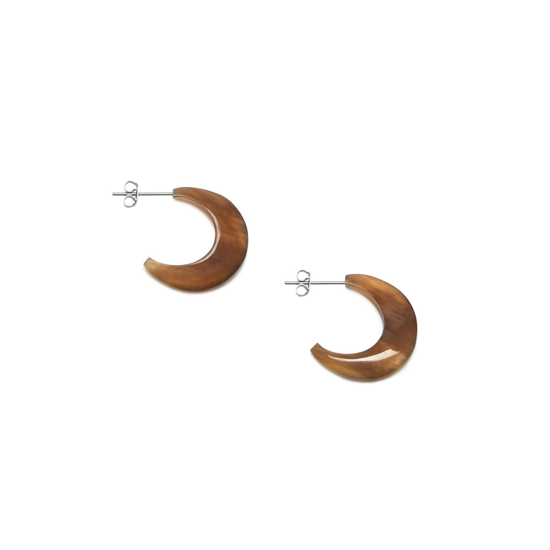 Branch Jewellery - Small brown natural horn hoop earrings