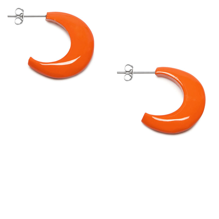 Branch Jewellery - Small orange lacquered horn hoop earrings