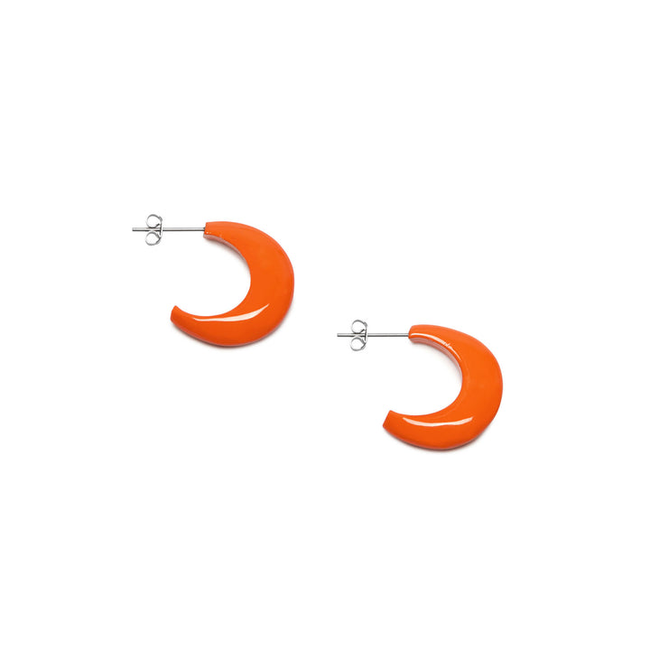 Branch Jewellery - Small orange lacquered horn hoop earrings