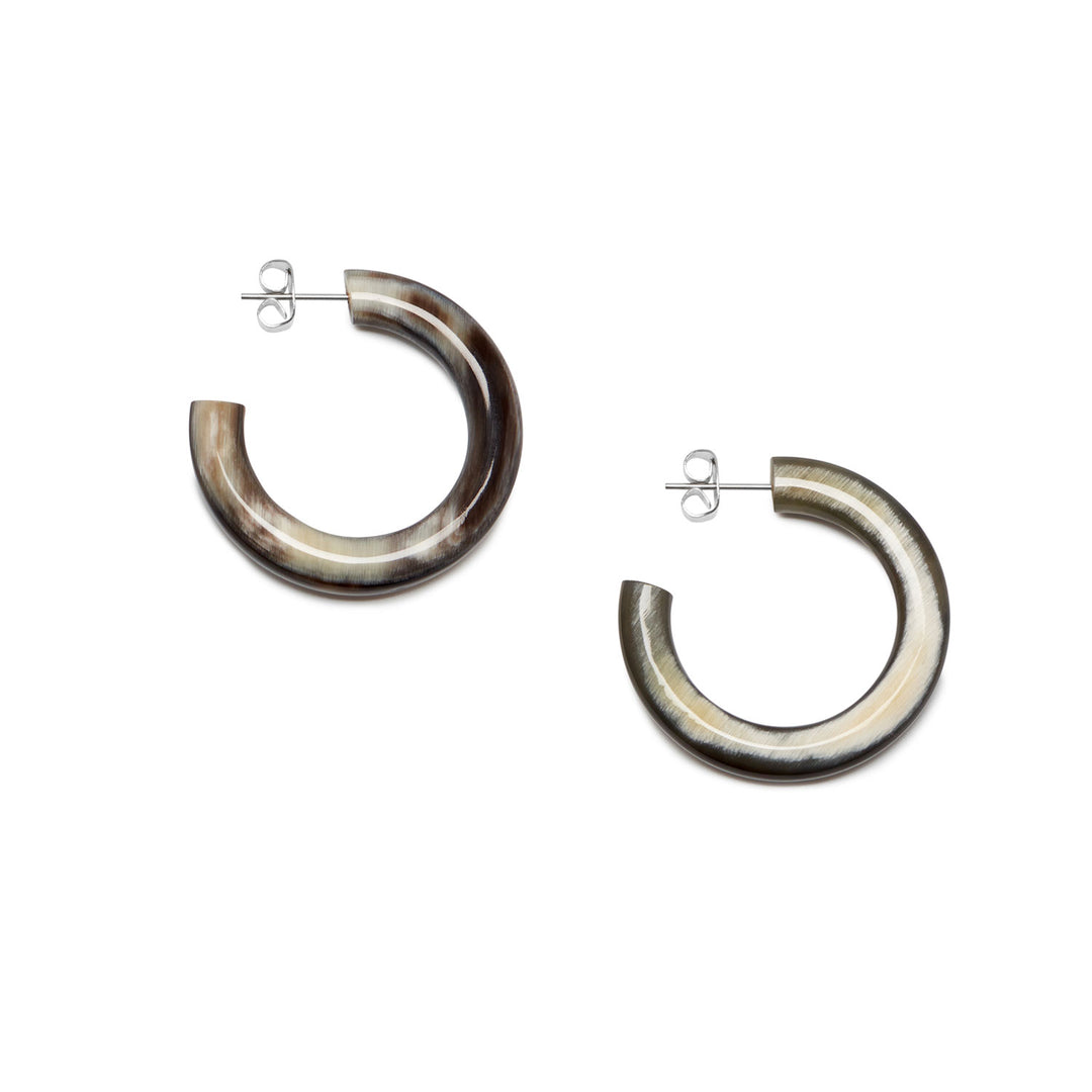 Branch Jewellery - Rounded black natural horn hoop earring