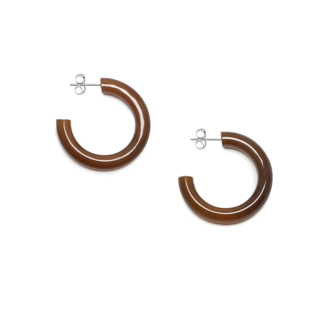 Branch Jewellery - Rounded brown natural horn hoop earring