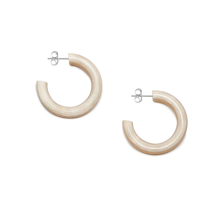 Branch Jewellery - Rounded white natural horn hoop earring