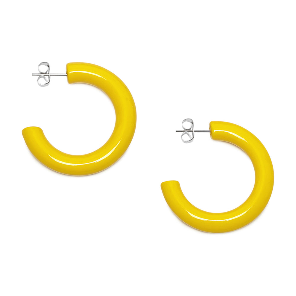 Branch Jewellery - Rounded yellow lacquered horn hoop earring