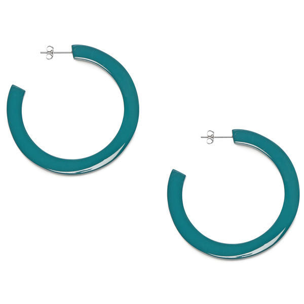 Branch Jewellery - Teal blue lacquered classic buffalo horn hoop