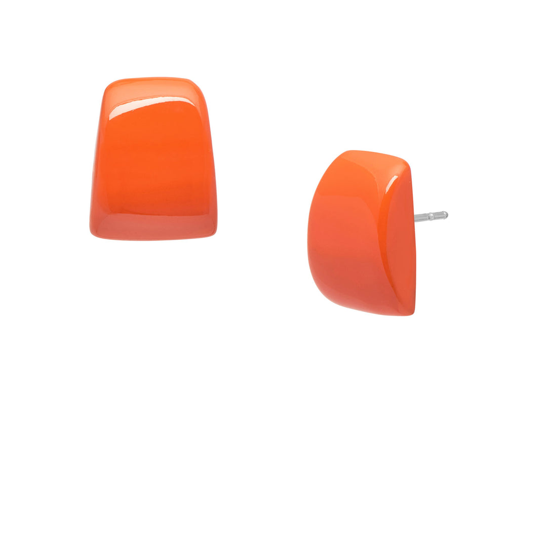 Branch Jewellery - Orange lacquered horn rounded stud earrings