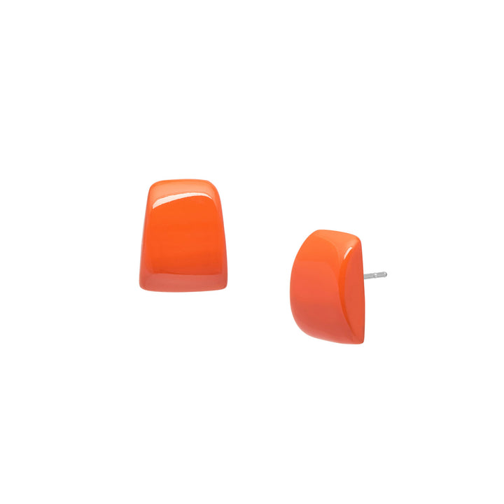 Branch Jewellery - Orange lacquered horn rounded stud earrings