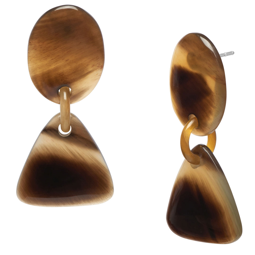 Branch Jewellery - Brown natural oval and triangle earring.