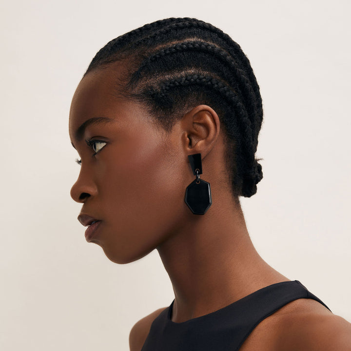 Branch Jewellery - Black abstract shaped statement horn earring