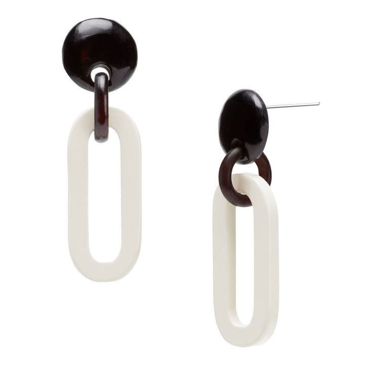 Branch Jewellery - Cream lacquered Oblong link earrings